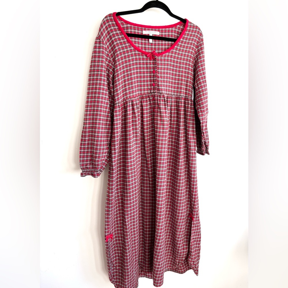 Vintage VS Country Plaid Flannel Long Sleeve Night Gown Loungewear Rare